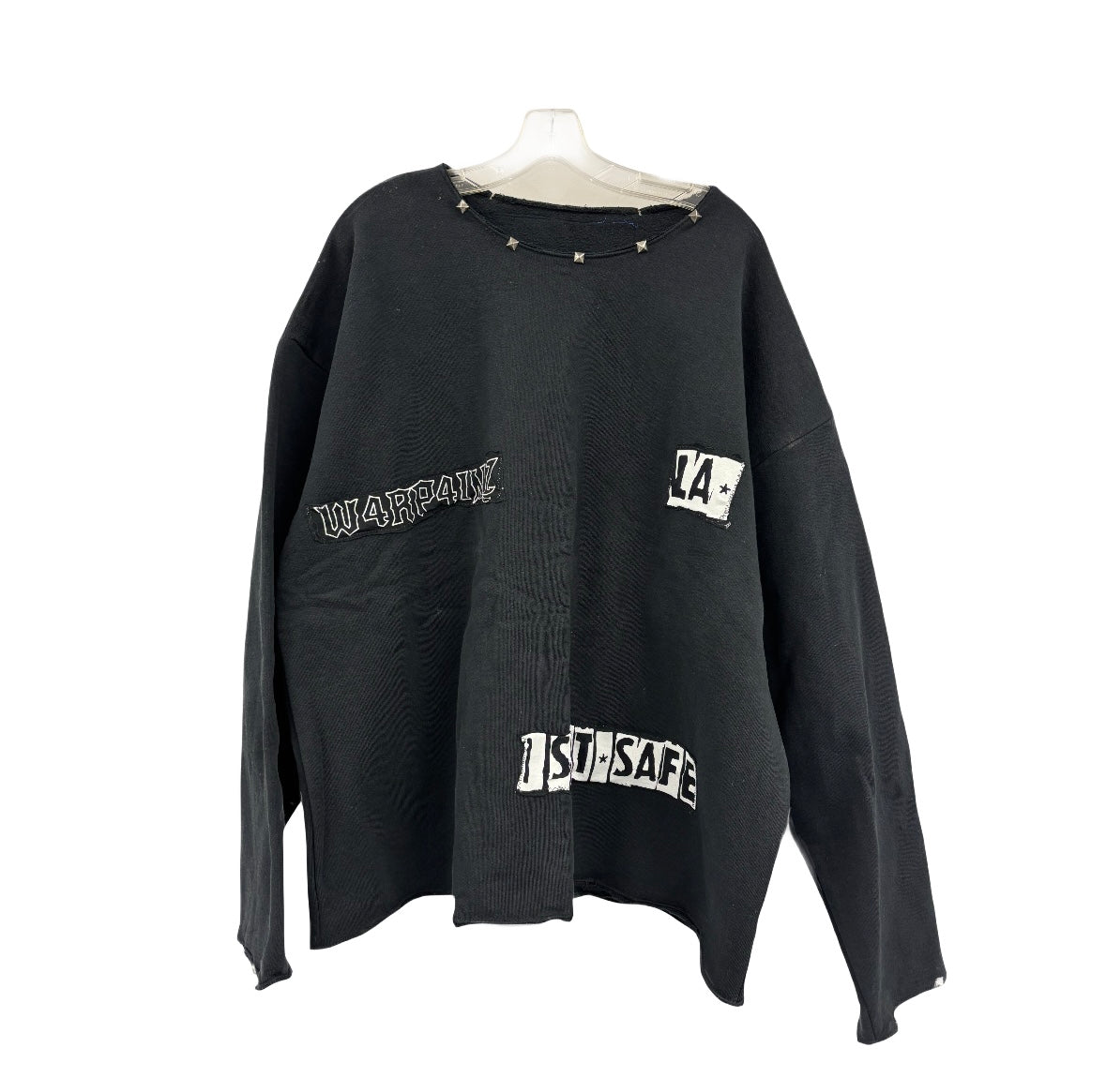 w4rp4inz x LA Is Not Safe Studded an Stitched Patch Crewneck