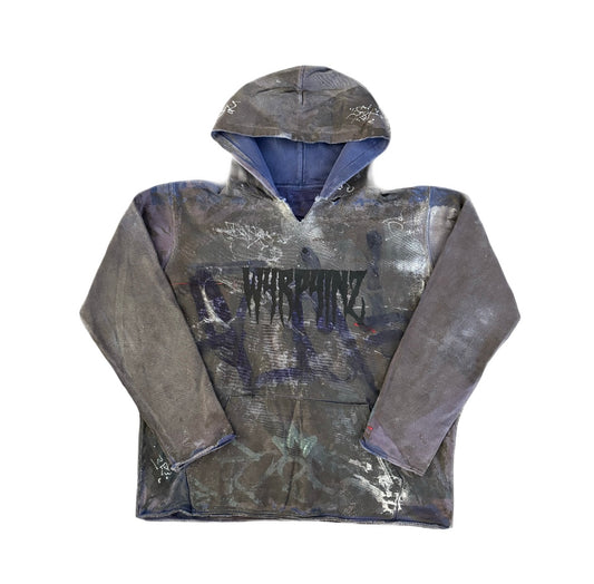 w4rp4inz x wreno Graffiti Signature Hoodie with Chest Logo & World Back Print