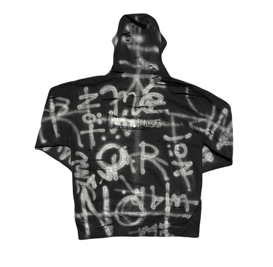 Black w4rp4inz Graffiti Zip-Up with two tone Back Patch Logo Print
