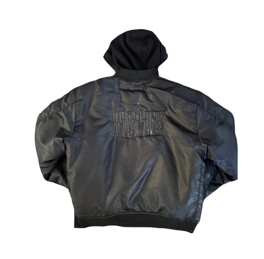 Reversible w4rp4inz Bomber Jacket — Logo Back Stitch & TXT Patch Front